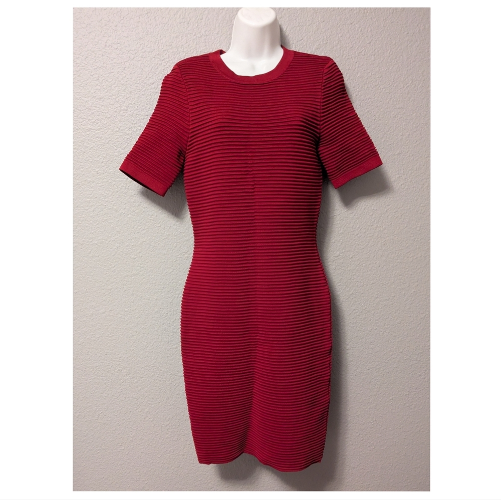 🍁SALE🍁 Torn by Ronny Kobo Burgundy Red Ribbed Knit Hourglass Bodycon Dress - Picture 10 of 11